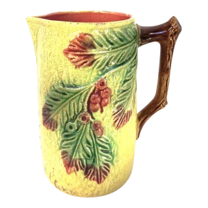 Antique English Majolica Pitcher With Oak Leaves and Acorns