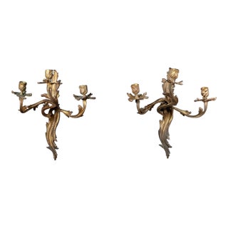 Pair of Gilt Bronze Sconces, French, Circa 1880-1900 For Sale