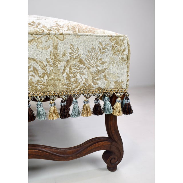 Late 19th Century Antique French Ottoman, Os De Mouton, Hand-Carved Oak, Louis XIV Style For Sale - Image 5 of 8