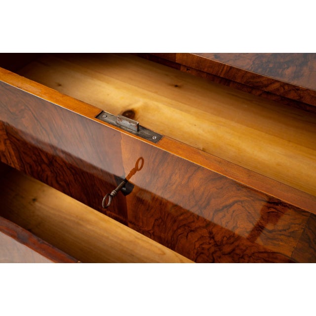 Biedermeier French Polished Walnut 2-Drawer Commode, Germany, 1850 For Sale - Image 9 of 15