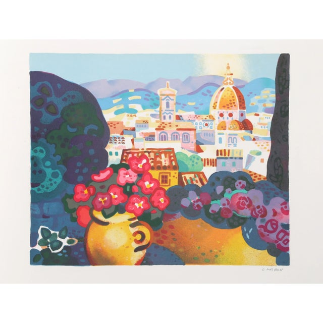 Guy Charon, "View of Florence", Lithograph For Sale