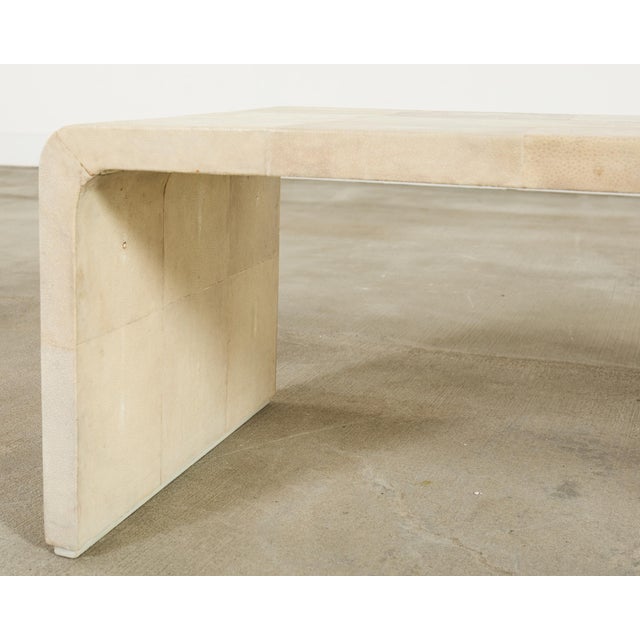 Karl Springer Style Natural Shagreen Waterfall Cocktail Table For Sale - Image 13 of 18