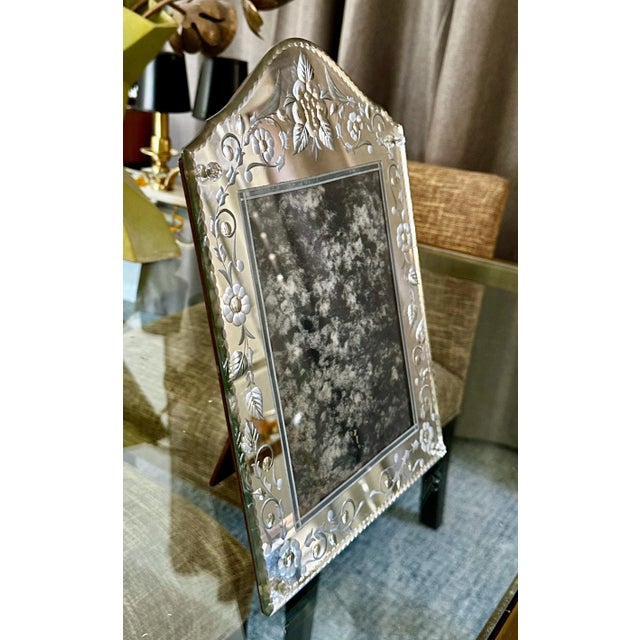 Venetian Italian Etched Mirrored Table Picture Frame For Sale - Image 11 of 12