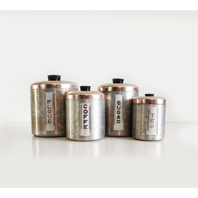 1950s Vintage Aluminum And Copper Canister Set 4 Pieces Chairish