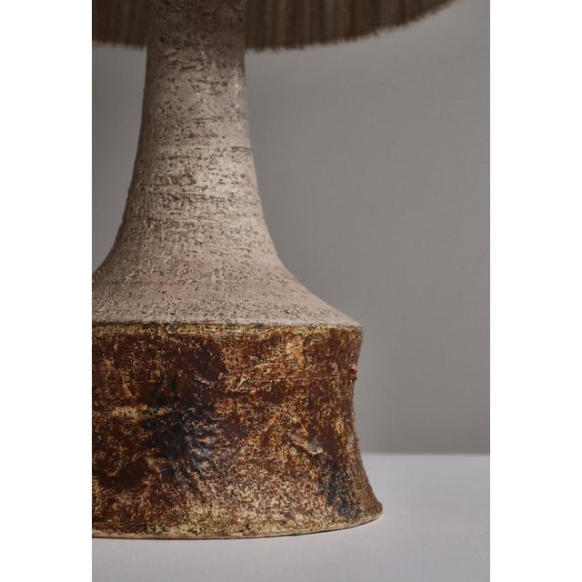 1970s Danish Modern Stoneware Table Lamp with String Shade from Bartholdy, 1970s For Sale - Image 5 of 14