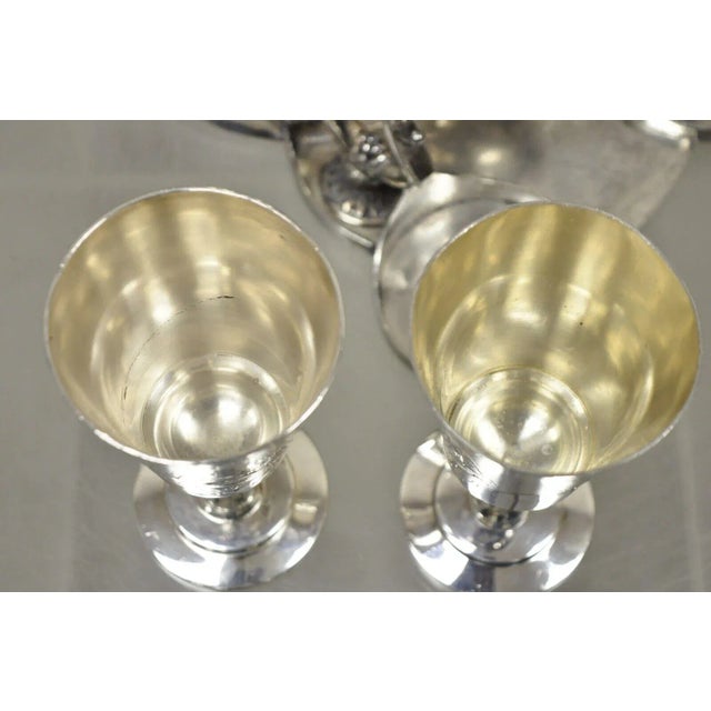 19th Century Racine Silver Plated Victorian Tilting Lemonade Water Pitcher on Stand With Goblets- 3 Pieces For Sale - Image 12 of 12