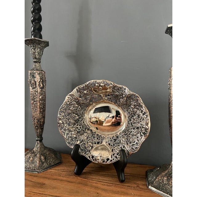 1970s 1970s Godinger Repousse Filigree Silver Plated Bowl For Sale - Image 5 of 11