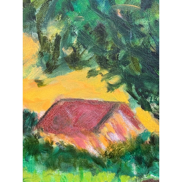 Vintage Van Gogh-Style Impressionist Landscape Oil on Canvas Painting For Sale - Image 9 of 17