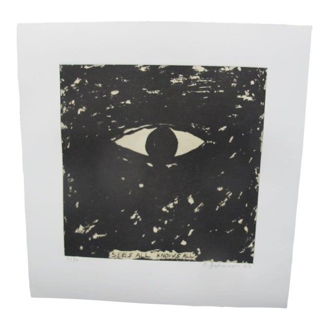 Chris Johanson Signed Limited Aquatint Print Perceptions #9 Sees All Knows All For Sale