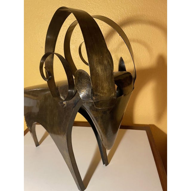 Franz Hagenauer Large Handmade Ram Sculpture in Brass, 1970s For Sale - Image 4 of 18
