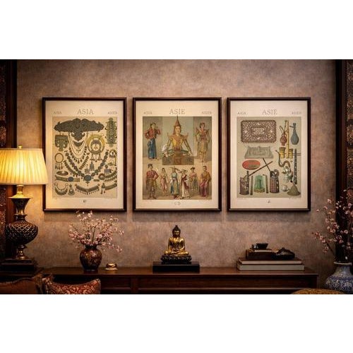 Asian Costume & Decorative Arts Lithographs, Paris, 1888, Set of 3 For Sale - Image 6 of 9