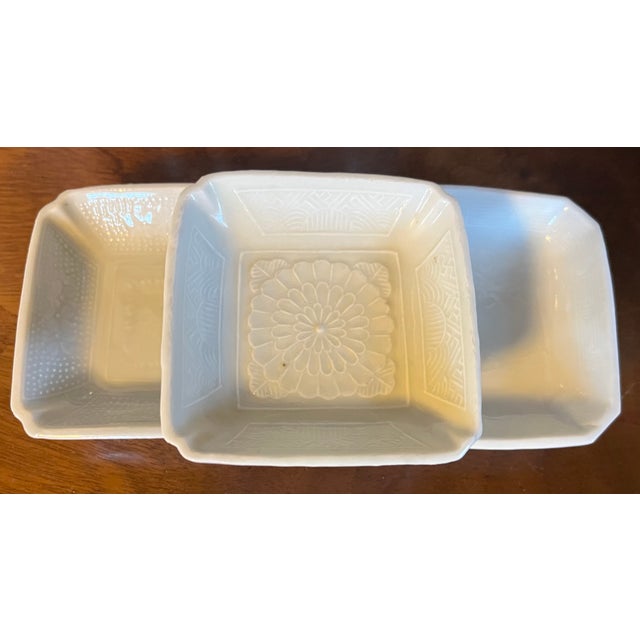 Chinoiserie Antique 18th Century Chinese Celadon Porcelain Small Square Dishes - Set of 3 For Sale - Image 3 of 16