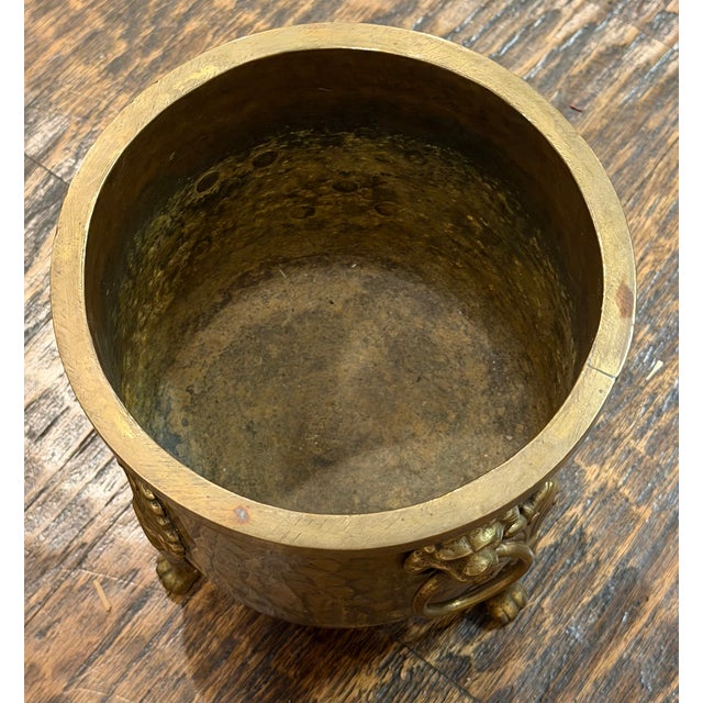 Antique Imperial Russian Tula Hammered Brass Jardinière With Lion Masks, C. 1900 For Sale - Image 12 of 16