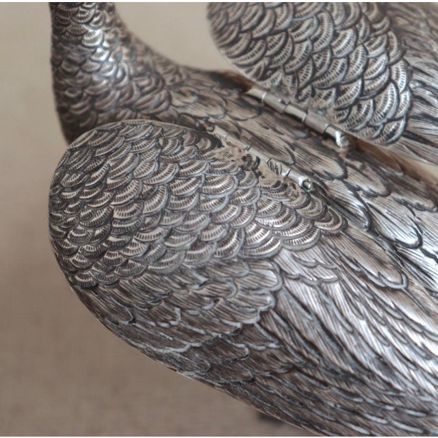 1950s French Sterling Silver Peacocks - a Pair For Sale - Image 13 of 18