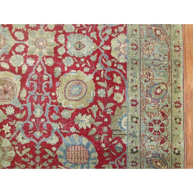Antique Zabihi Collection Chinese Red Traditional Persian Tabriz Rug - 9'2" x 13'2" For Sale In New York - Image 6 of 8