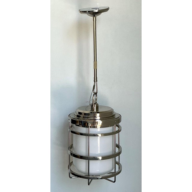 Vintage Ralph Lauren XL “Crosby” Polished Nickle and Glass Pendant For Sale - Image 13 of 14