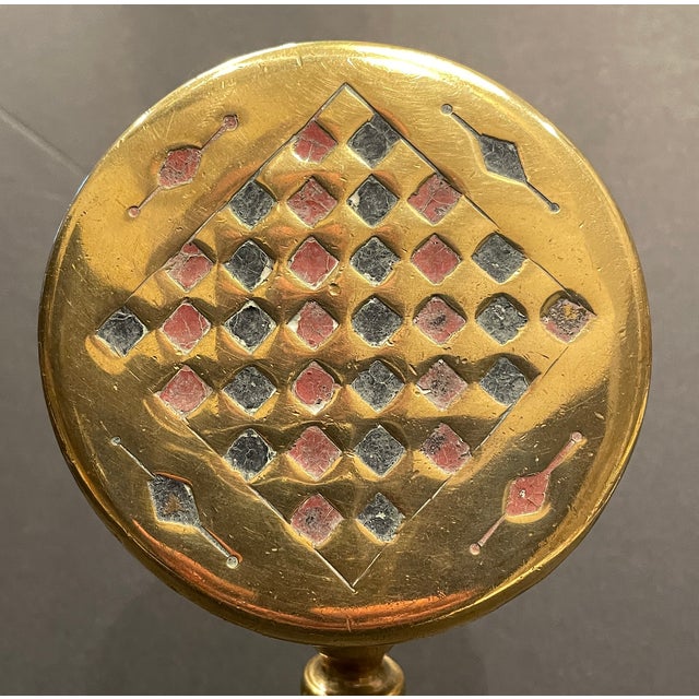 Miniature brass tilt-top games table & light reflector. English, c.1860s. Table top tilted H 7.25 inches Flat H 5.5 inches