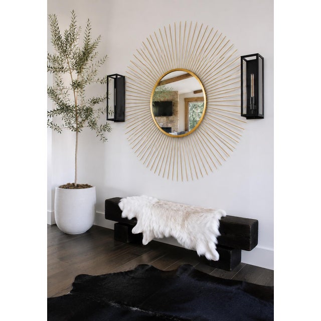 Metal Oly Studio Large Gold Sunburst Wall Mirror 59” Hollywood Regency Modern For Sale - Image 7 of 8