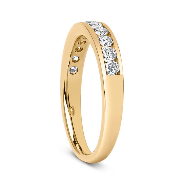 Haus of Brilliance 14K Yellow Gold 1/2 Cttw Round Diamond 11 Stone Channel Set Band - Size 4.5 For Sale - Image 4 of 6