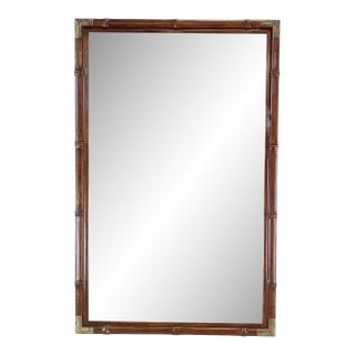 Vintage Chinoiserie Faux Bamboo Campaign Mirror For Sale