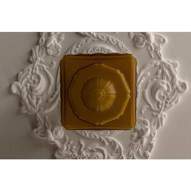 French Art Deco Pendant Light in Molded Amber Glass & Brass, 1930s For Sale - Image 6 of 18