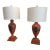 Vintage Hand Painted Red Lamps - a Pair For Sale