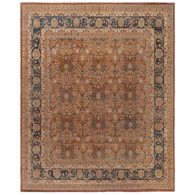 Traditional Rug Floral-Inspired Tabriz Floral Warm Tan by Doris Leslie Blau For Sale