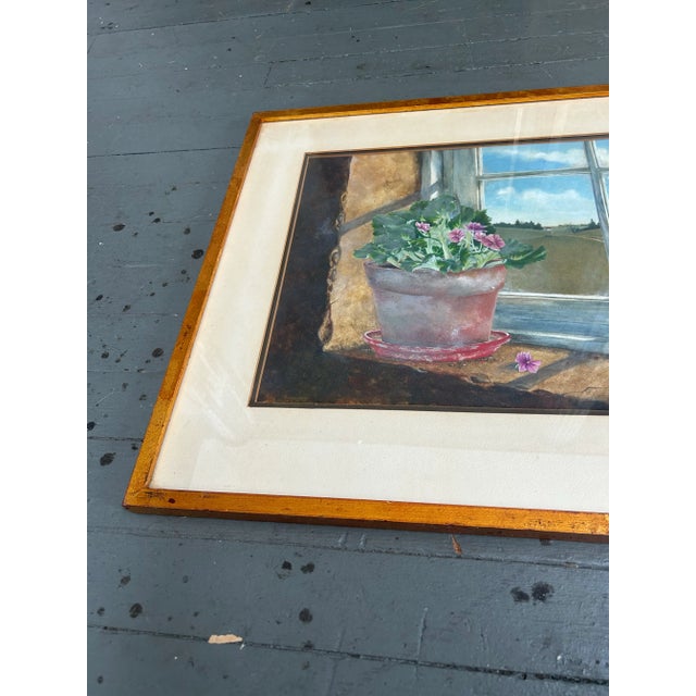 1970’s original room with a view watercolor still life painting, signed and framed. Painting measures 16x15 or approx...