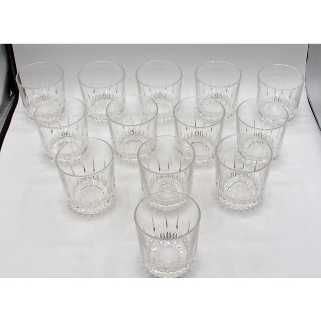 Vintage set of 12 plus one whiskey tumbler glasses, Lancer by Arcoroc, France. Or "On-the-Rocks" glasses. Known for their...