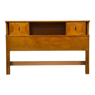 Walnut Mid Century Modern Full Double Headboard For Sale