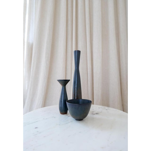 Mid-Century Modern Black Vases by Carl-Harry Stålhane for Rörstrand, 1950s, Set of 3 For Sale - Image 6 of 17