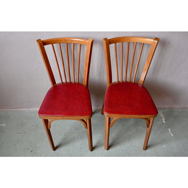 Vintage Bistro Chairs with Spindles and Imitation Leather Seats from Baumann, 1980s, Set of 2 For Sale - Image 6 of 14