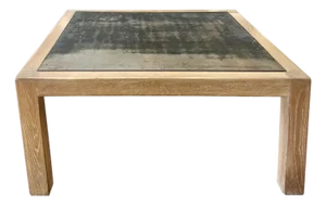 Vintage Oak & Steel Top Square Coffee Table