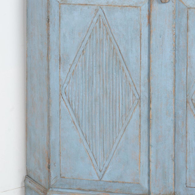19th Century Swedish Blue Short Corner Cabinet Cupboard For Sale - Image 6 of 10