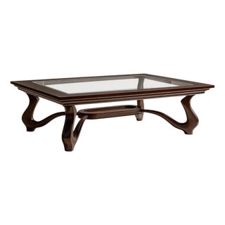 Sculptural Stained Walnut and Glass Coffee Table by Michael Maximo For Sale