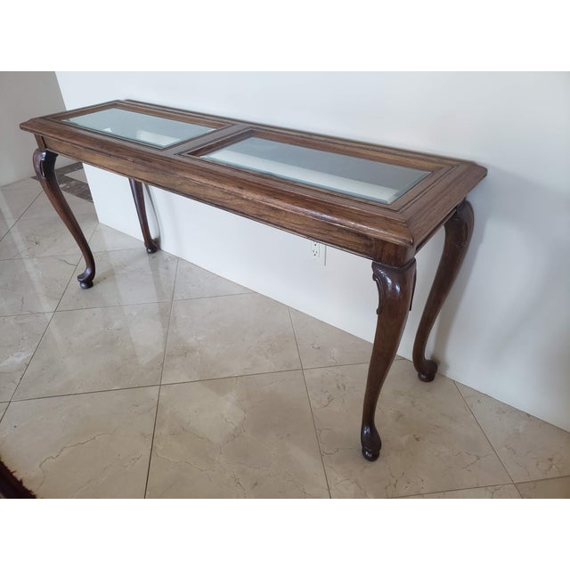 French 20th Century French Console Table With Glass Top For Sale - Image 3 of 6