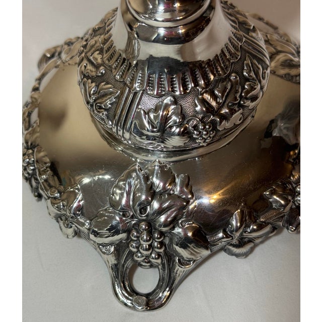 Late 19th Century Pair of Late 19th Century Norblin Poland Silverplate Candlesticks Grape Cluster Detail For Sale - Image 5 of 12
