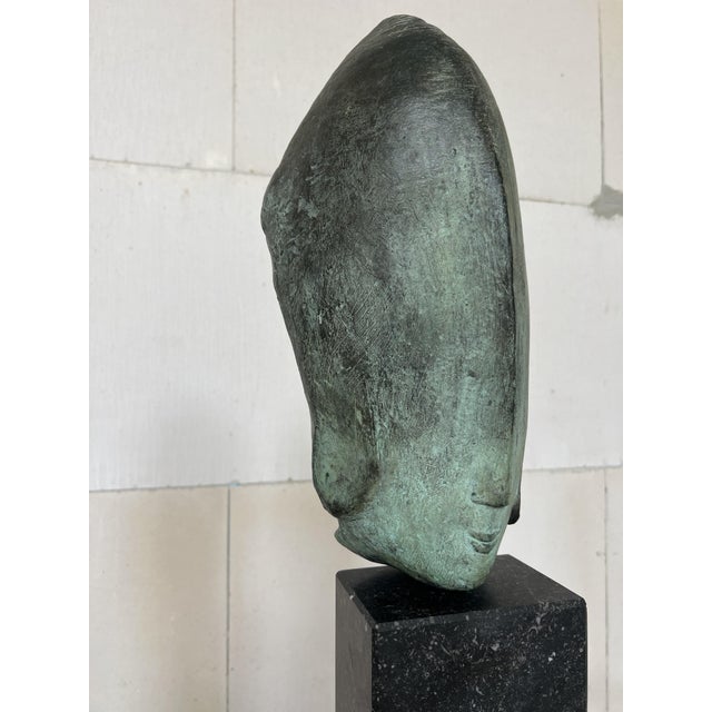 Bronze with green patina on stone pedestal | 125 cm total height artist filippa de boer netherlands 1980s total h 125cm...