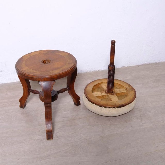 Antique Wooden Swivel and Adjustable Screw Piano Stool, 1930s For Sale - Image 11 of 12