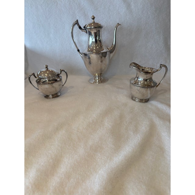American Mid 20th Century American Classical Silver Plate Tea Set - Set of 3 For Sale - Image 3 of 10