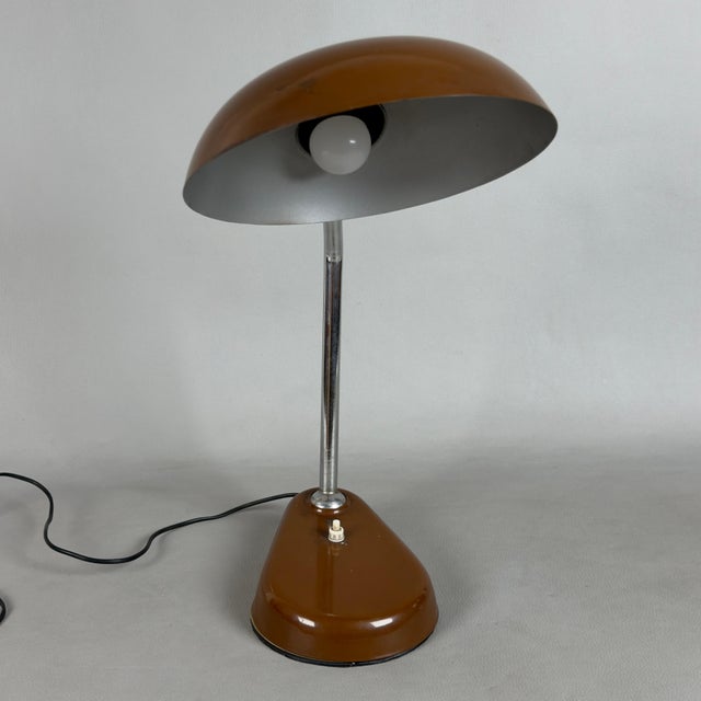 Vintage Adjustable Brown Metal Desk Table Lamp attributed to Seminara, 1960s For Sale - Image 3 of 11