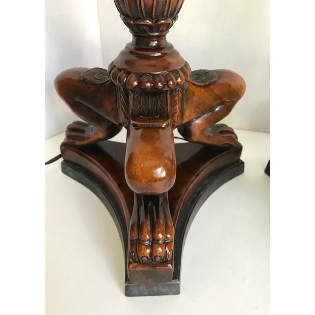 Wood Mid 19th Century Carved Animalia Claw Lamps With Bronze Details - a Pair For Sale - Image 7 of 11