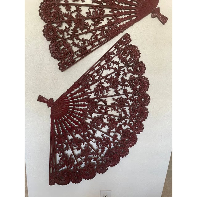 1980s 2 Vintage Burwood Homco Asian Wall Plaque Fans For Sale - Image 5 of 10