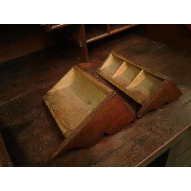 Antique 2 Piece Walnut S Curve Roll Top Desk With Bookcase Top Secret Compartment 1920s For Sale - Image 10 of 12