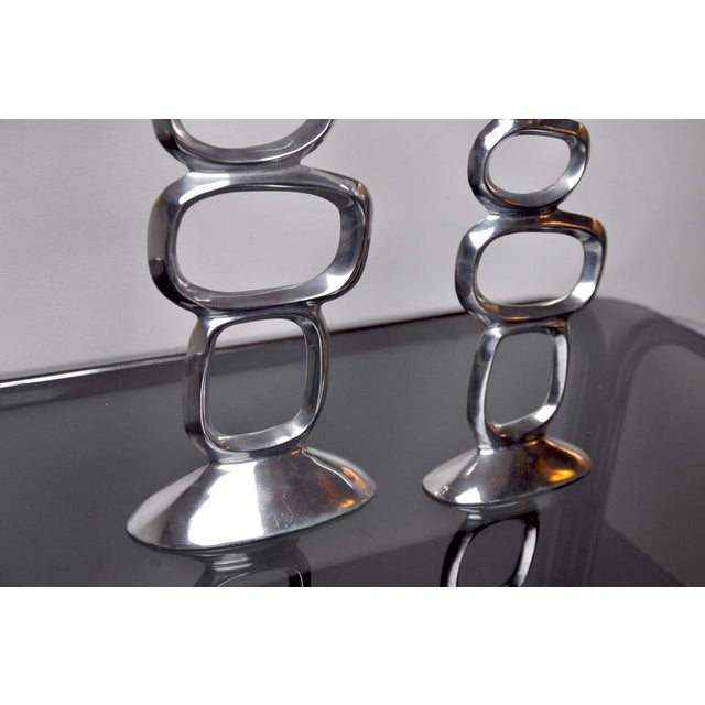 Metal Circle Candlesticks attributed to Matthew Hilton, England, 1980, Set of 2 For Sale - Image 7 of 9