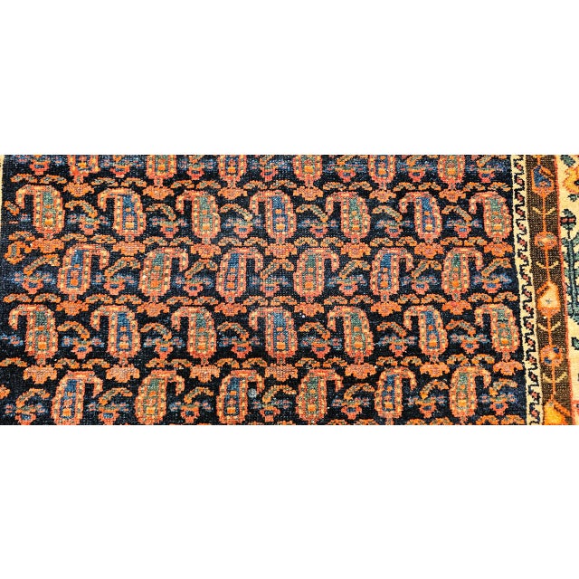 19th Century Persian Kurdish Gallery Rug, Hand-Knotted Wool, All-Over Paisley & Poppy Pattern, Navy & Ivory, 5x10 For Sale - Image 18 of 18