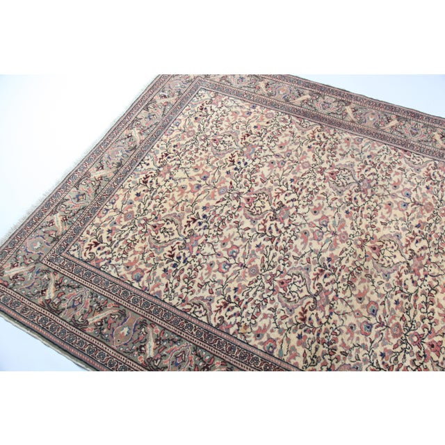 Vintage Hand-Knotted Kayseri Rug – Floral Wool on Cotton Area Carpet -7' X 5' For Sale - Image 10 of 12