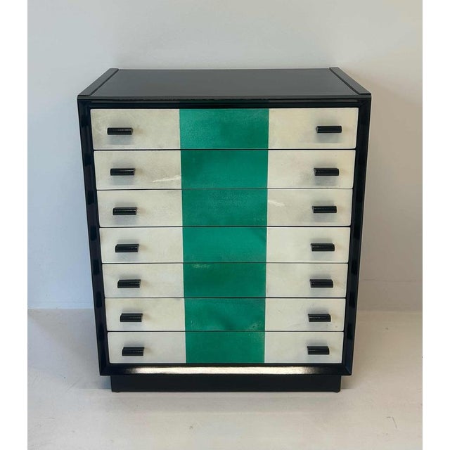 Black Lacquer & Parchment Chest of Drawers, 1950s For Sale - Image 3 of 8