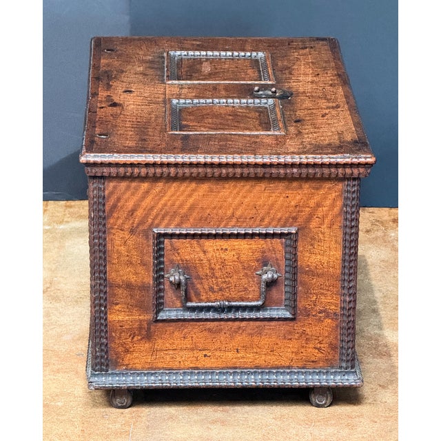 Continental Strong Box of Iron-Bound Walnut From the Renaissance For Sale In Austin - Image 6 of 14