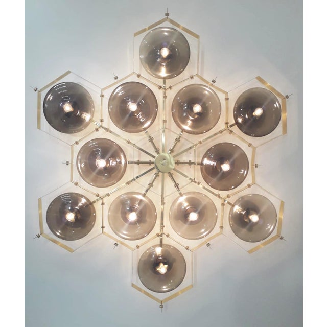 Not Yet Made - Made To Order 21st Century Beehive Polished Brass Smoky Murano Flush Mount by Fabio LTD For Sale - Image 5 of 8